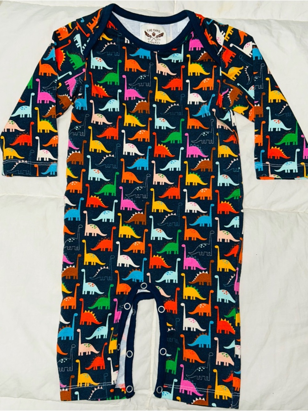 The Oaks Apparell Spiky Dino Romper with snap crotch sz 9 months EUC